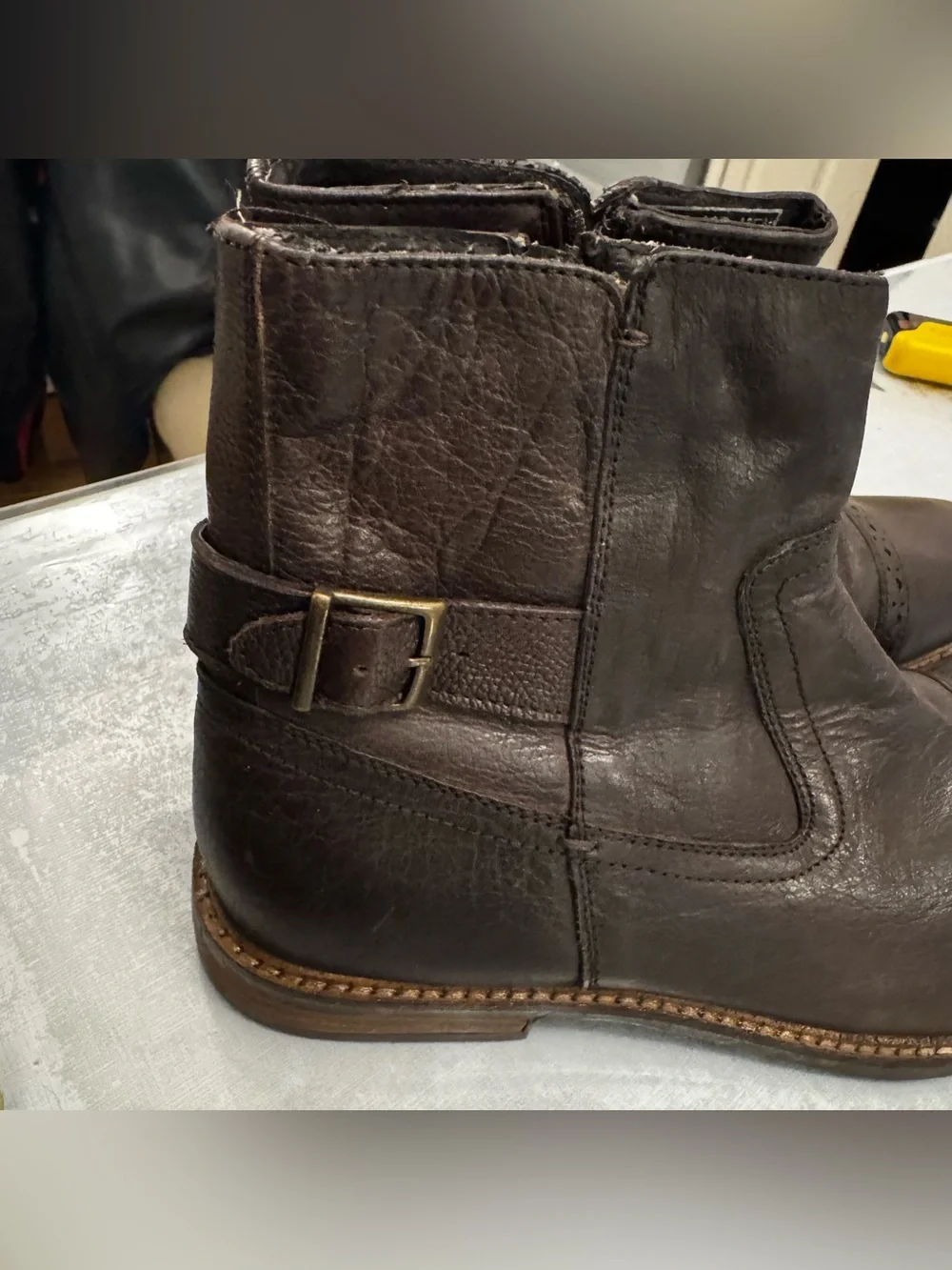 Ben Sherman Brown Real Leather Boots - Classic Cap-Toe Chelsea Style Size 11